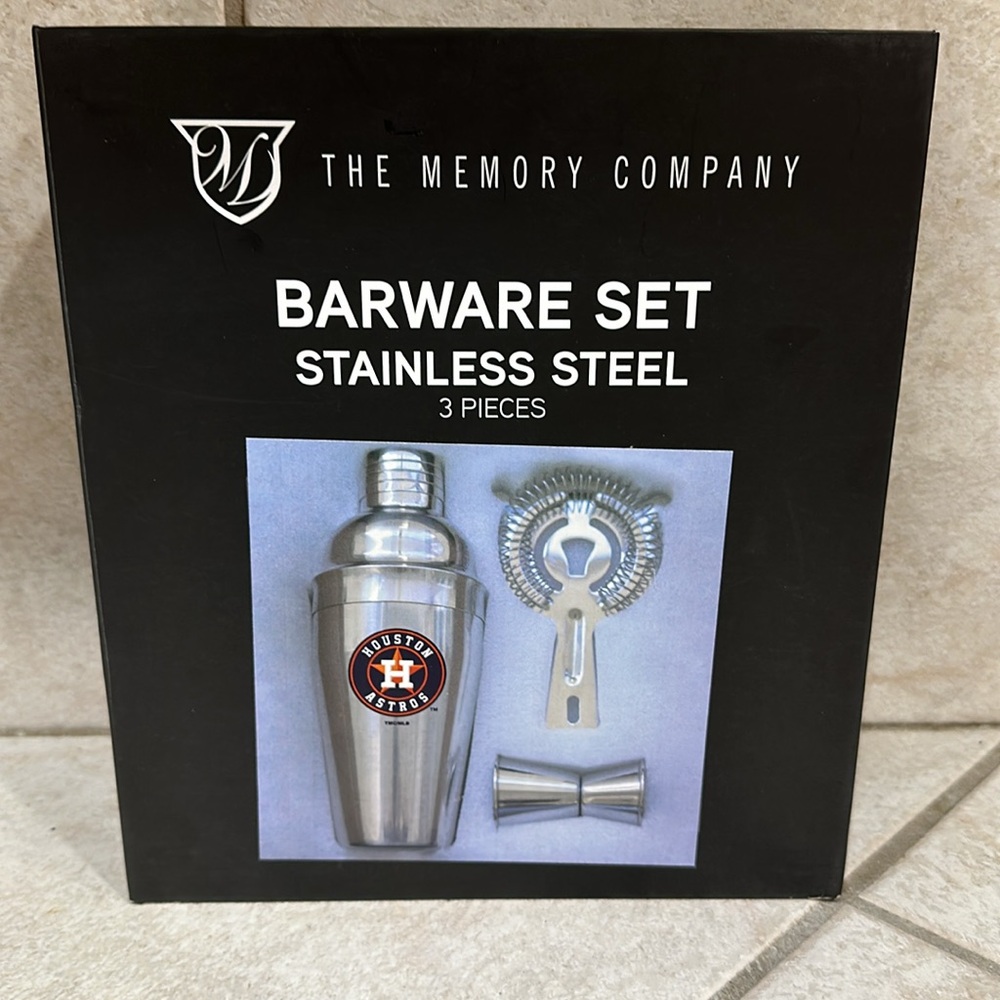 THE MEMORY COMPANY BARWARE SET HOUSTON ASTROS NWT